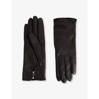 Nour Hammour Womens  Short Split Leather Gloves In Black