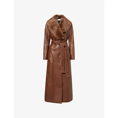Nour Hammour Womens Canelle Dakota Belted Leather Coat In Brown
