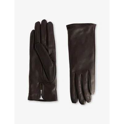 Nour Hammour Womens  Short Split Leather Gloves In Brown