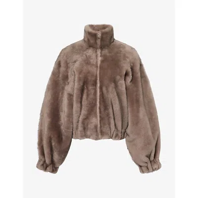 Nour Hammour Womens Cortina Short Shearling Jacket Griege Mink Xs