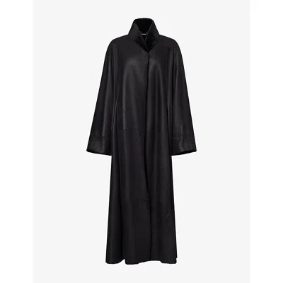 Nour Hammour Womens Dorian Reversible Leather Shearling Coat Black Xs