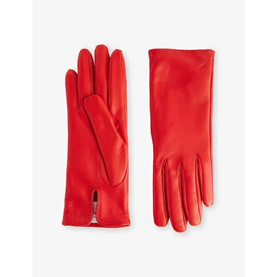 Nour Hammour Womens  Short Split Leather Gloves In Red