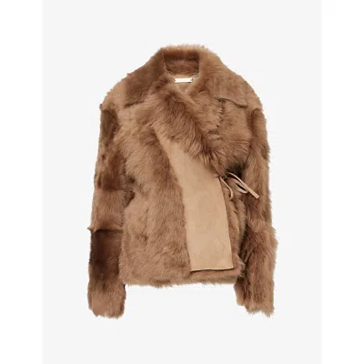 Nour Hammour Womens Mink Verena Notch-lapels Shearling Jacket Xs In Brown