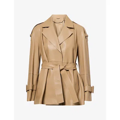 Nour Hammour Womens Nera Belted Leather Jacket Raw Camel Xs In Brown