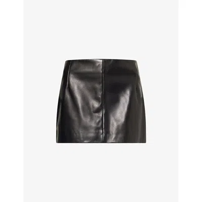Nour Hammour Womens Noir Classique Avery Mid-waist Leather Mini Skirt In Black