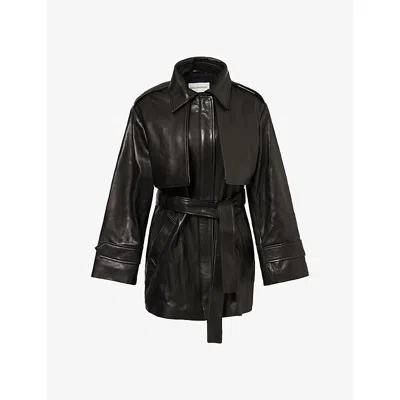 Nour Hammour Womens  Priya Belted Leather Jacket In Black