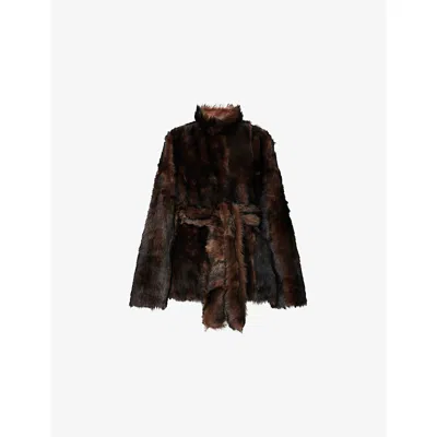 Nour Hammour Womens  Isadora Long Shearling Coat In Brown