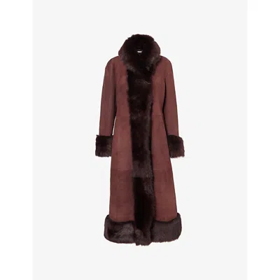 Nour Hammour Womens  Kaia Toscana Shearling Long Coat In Multi