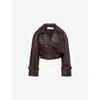 Nour Hammour Womens Hatti Cropped Leather Jacket Rich Brown In Brown