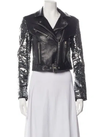 Pre-owned Nour Hammour Wool Biker Jacket In Black