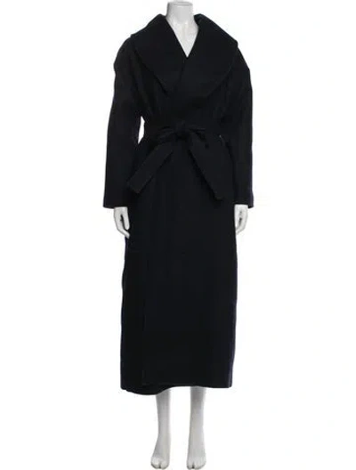 Pre-owned Nour Hammour Wool Coat In Blue