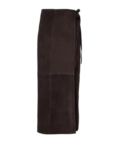 Nour Hammour Wrap Dress With Tie Details In Brown