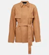 Nour Hammour Zakary Belted Suede Jacket In Beige