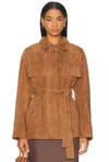 Nour Hammour Zakary Suede Jacket In Tobacco Suede