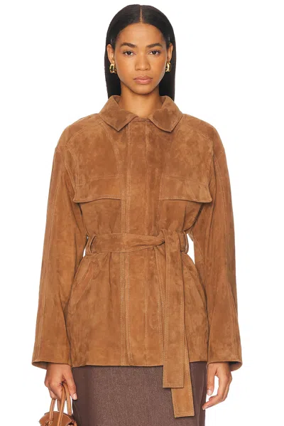 Nour Hammour Zakary Suede Jacket In Tobacco Suede