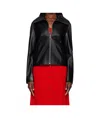 Nour Hammour Zippered Long-sleeved Leather Jacket In Black