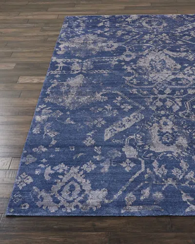 Nourcouture Kady Hand-knotted Rug, 2' X 8' In Navy