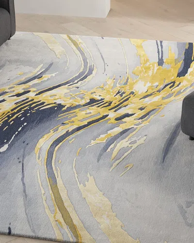 Nourison Abstract Gold Hand-tufted Rug In Blue