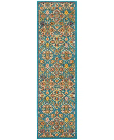 Nourison Allur Alr03 2'3" X 7'6" Runner Rug In Turquoise