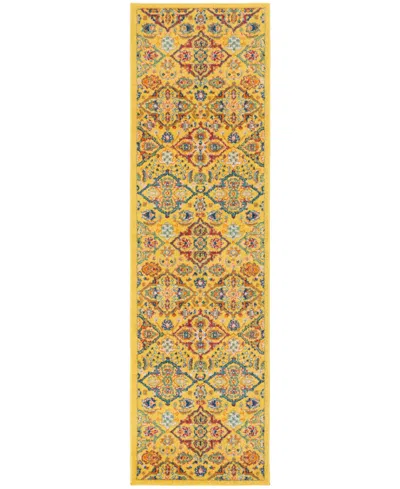 Nourison Allur Alr03 2'3" X 7'6" Runner Rug In Yellow