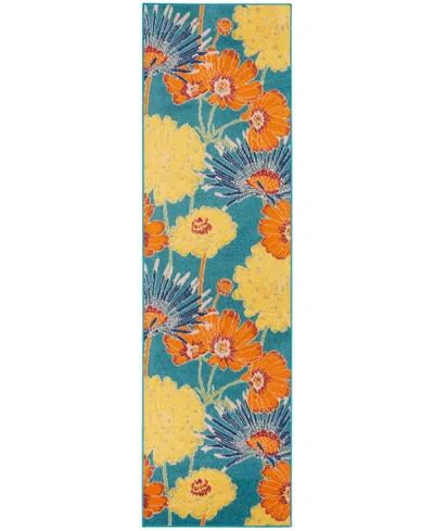 Nourison Allur Alr06 2'3" X 7'6" Runner Rug In Turquoise