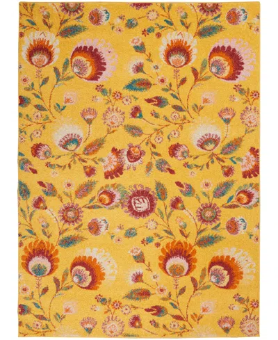 Nourison Allur Alr08 5'3" X 7'3" Area Rug In Yellow