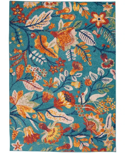 Nourison Allur Alr09 5'3" X7'3" Area Rug In Turquoise