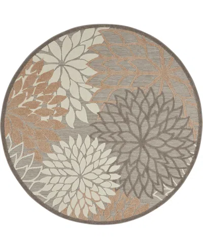 Nourison Aloha Alh05 4' X 4' Round Outdoor Area Rug In Beige
