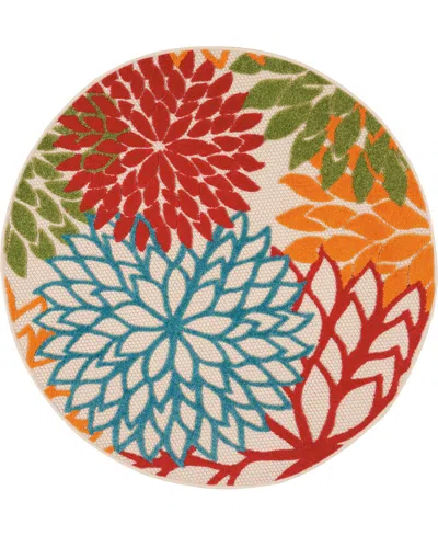 Nourison Aloha Alh05 4' X 4' Round Outdoor Area Rug In Green
