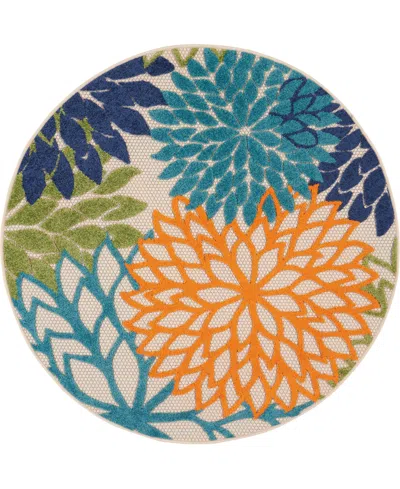 Nourison Aloha Alh05 4' X 4' Round Outdoor Area Rug In Multi
