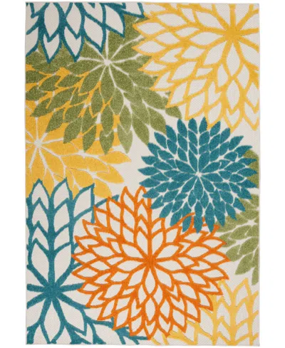 Nourison Aloha Alh05 6' X 9' Outdoor Area Rug In Turquoise
