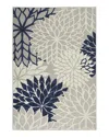 Nourison Aloha Alh05 Ivory And Navy 7' X 10' Outdoor Area Rug In Ivory