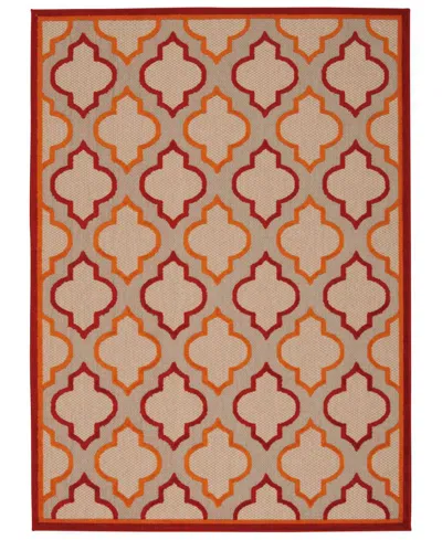 Nourison Aloha Alh06 3'6" X 5'6" Outdoor Area Rug In Red