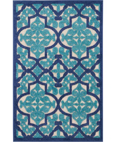 Nourison Aloha Alh14 2'8" X 4' Outdoor Area Rug In Navy