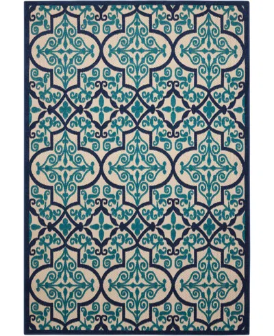 Nourison Aloha Alh14 5'3" X 7'5" Outdoor Area Rug In Navy