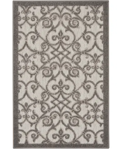 Nourison Aloha Alh21 2'8" X 4' Outdoor Area Rug In Charcoal