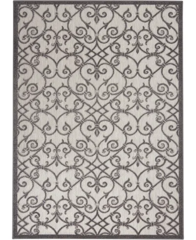 Nourison Aloha Alh21 3'6" X 5'6" Outdoor Area Rug In Charcoal