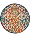 Nourison Aloha Alh21 4' X 4' Round Outdoor Area Rug In Multi