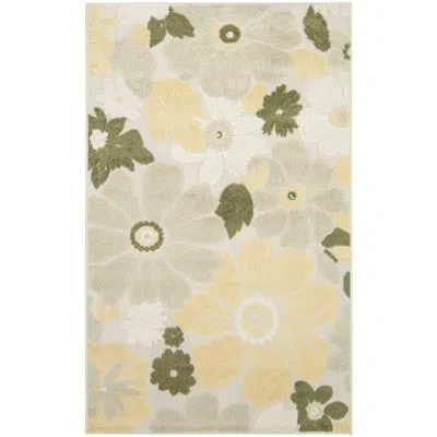 Nourison Aloha Ivory Green Modern Rug In Ivory;green