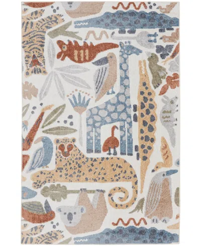 Nourison Astra Machine Washable Asw01 3'3" X 5' Area Rug In Ivory