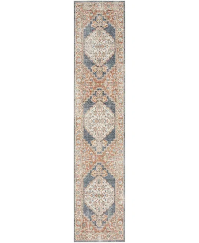 Nourison Astra Machine Washable Asw11 2'2" X 8' Runner Area Rug In Denim