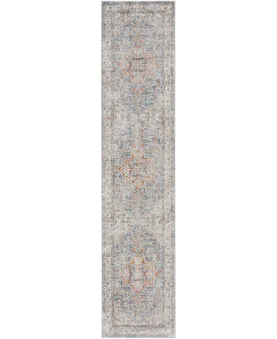 Nourison Astra Machine Washable Asw12 2'2" X 8' Runner Area Rug In Denim