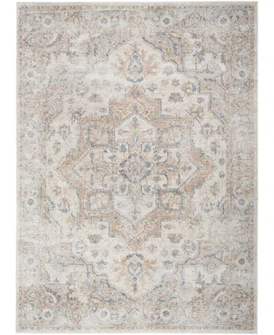 Nourison Astra Machine Washable Asw12 5'3" X 7' Area Rug In Silver