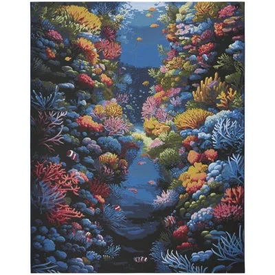 Nourison Color Splash 9'10" X 13'2" Multicolor Coastal, Nautical & Beach Rug