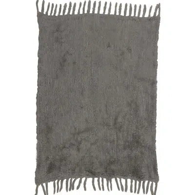 Nourison Couture Fur Throw Blanket In Gray;silver