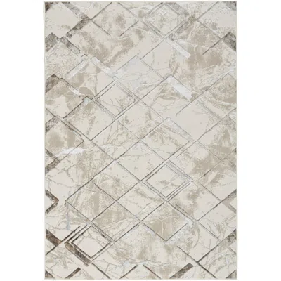 Nourison Glitz Glz02 5'3"x7'3" Ivory Gray Area Rug