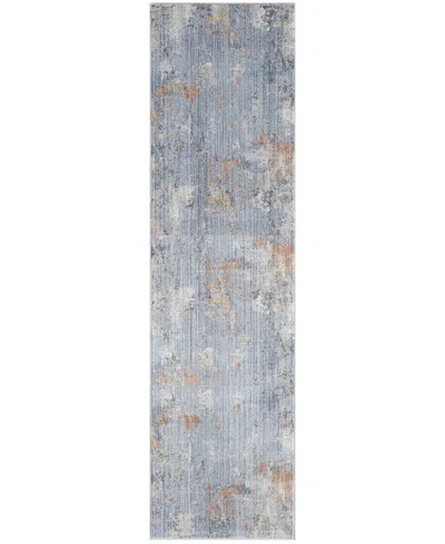 Nourison Home Abstract Hues Abh01 2'2"x8' Runner Area Rug In Gray,blue