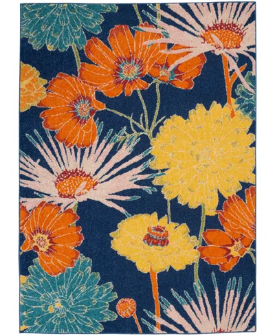 Nourison Home Allur Alr06 5'3" X 7'3" Area Rug In Navy,multi