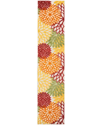 Nourison Home Aloha Alh05 2'3" X 10' Runner Rug In Red,multi