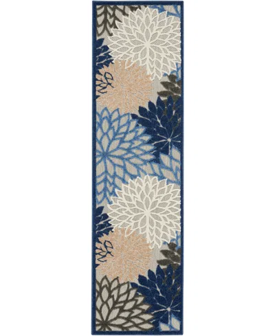 Nourison Home Aloha Alh05 2'3" X 12' Runner Rug In Blue,multi
